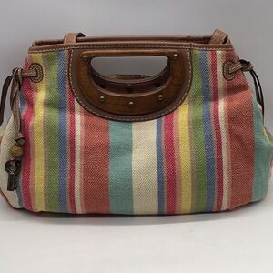 Fossil Multi-Color Stripe Canvas Clutch\Shoulder Bag